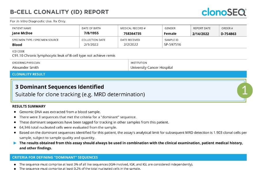 clonality report